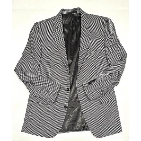 Kenneth Cole Blazer Men's Wool Gray Check Pattern Blazer Suit Jacket 44L - Picture 1 of 15